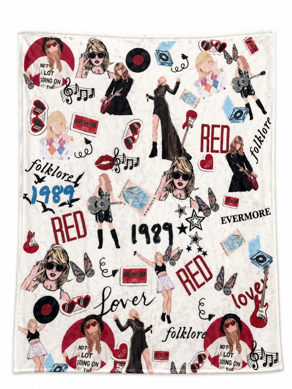 Taylor Swift Graphic Blanket with Music Theme